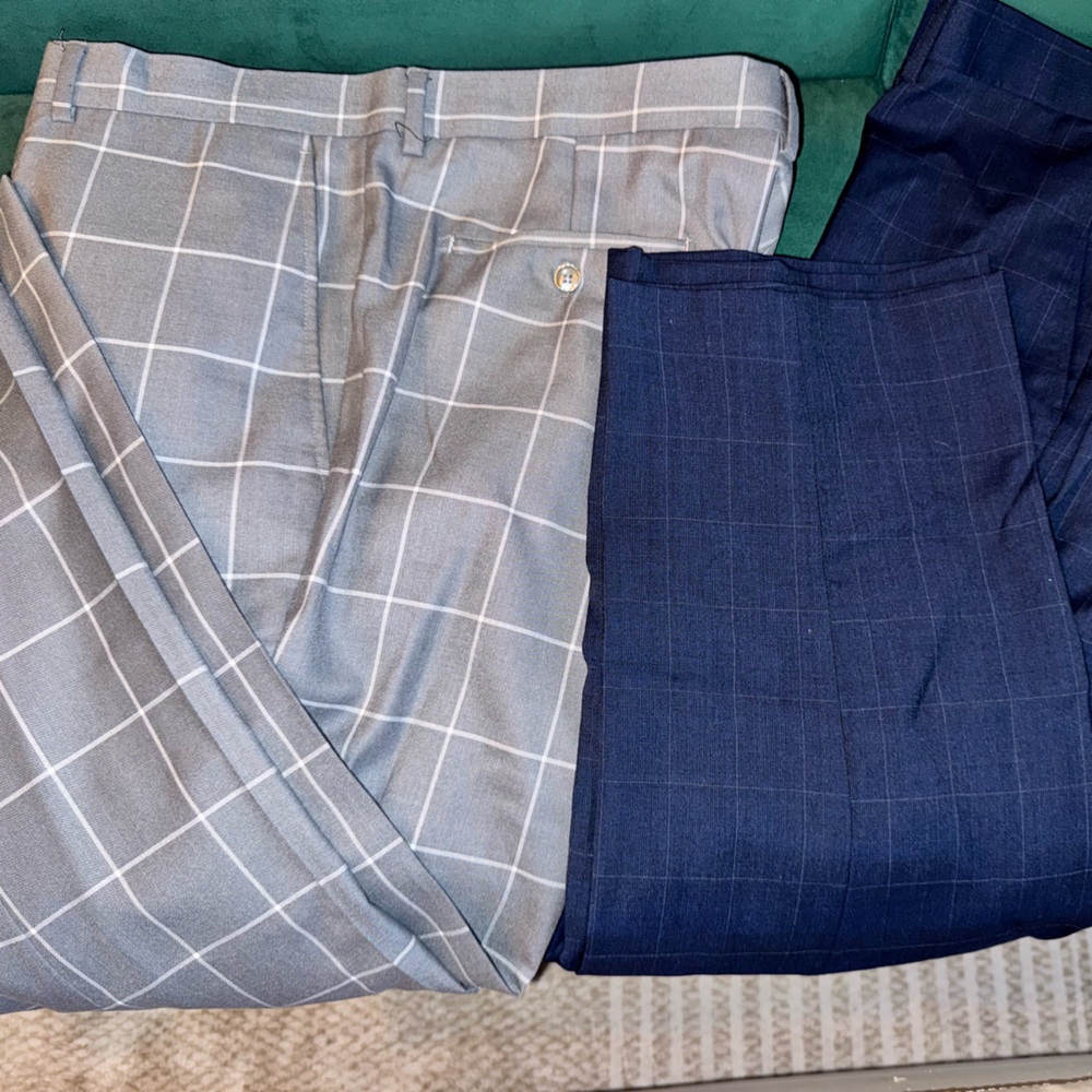 Gray and Navy Plaid Pants Set - Jacket also available to BUNDLE